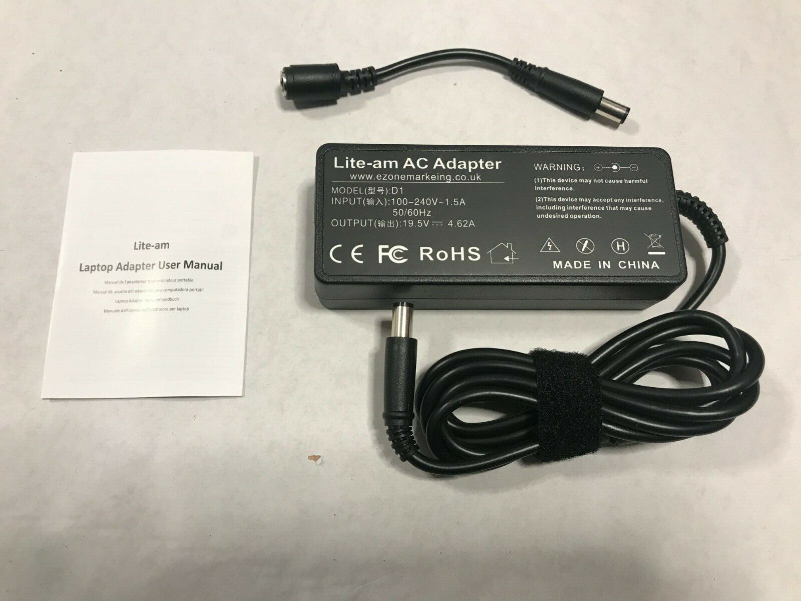 Lite-am Power Adapter D1 For Dell 90W 19.5V 4.62A (7.4*5.0mm) (100226)