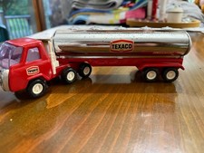 Vintage 1970s Buddy L Texaco Tanker Truck Japan Red Pressed Steel Chrome 10"