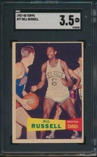 1957-58 TOPPS BASKETBALL #77 BILL RUSSELL RC SGC 3.5 VG+ HOF ROOKIE