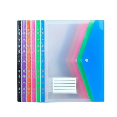 6PCS Expandable Punched Pocket 11 Holes Punched Pocket Document Wallets File Bag