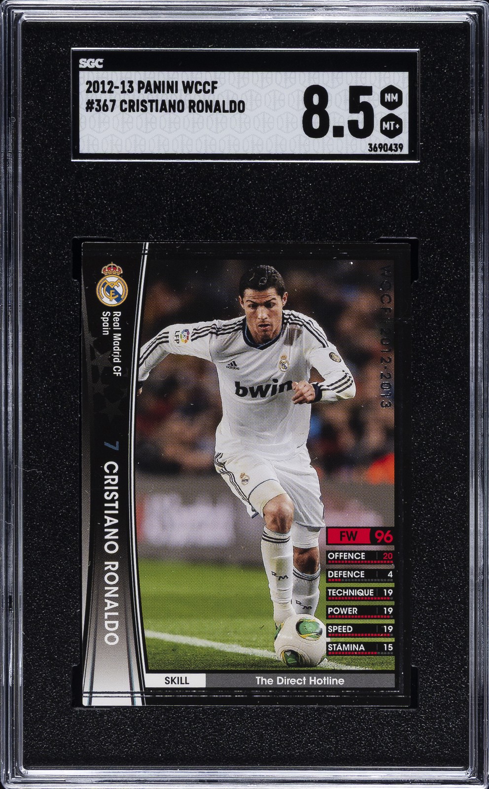 2012-13 PANINI WCCF #367 CRISTIANO RONALDO SGC 8.5 view 1