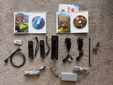 Nintendo Wii Black (RVL-001) Console Bundle 2 Remotes 2 Nunchuks 2 Games HDMI