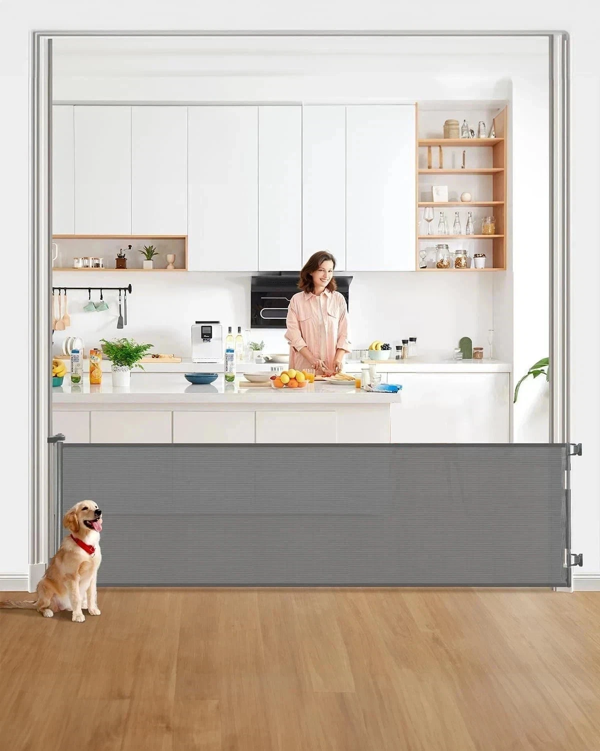 Extra Wide Retractable Baby Gate – 33" Tall Extends Up to 118" Wide Gray
