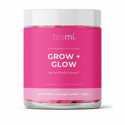 Teami Grow + Glow Hair Skin Nails Gummy Vitamins Biotin Beauty Supplement 60 Ct