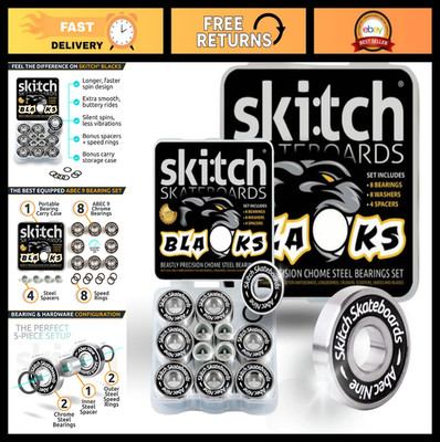 Precision Fast Spin Bearings Set - 8 Pack 608 2RS ABEC 9 Chrome Steel for Skateb
