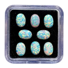 8 Pcs Australian Opal 7x5mm Oval Cabochon AAA Quality Lab Created Gemstone Lot