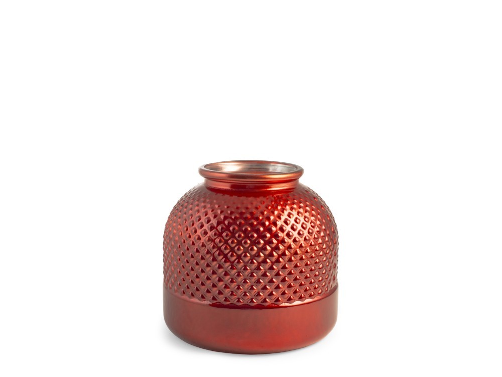 H&H Recycled Glass Vase Red Diamonds 24 Cm