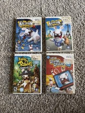 Wii Rayman Raving Rabbids/2/TV Party/Travel In Time - Set Of 4 Lot - FAST SHIP