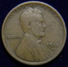 1912-S LINCOLN WHEAT CENT PENNY, ORIGINAL, VERY FINE VF GRADE, SEMI-KEY DATE