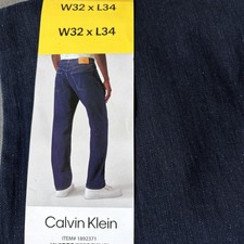 NEW Calvin Klein Men's Straight Fit Vintage CK Navy Blue Denim Jeans, 34 x 32