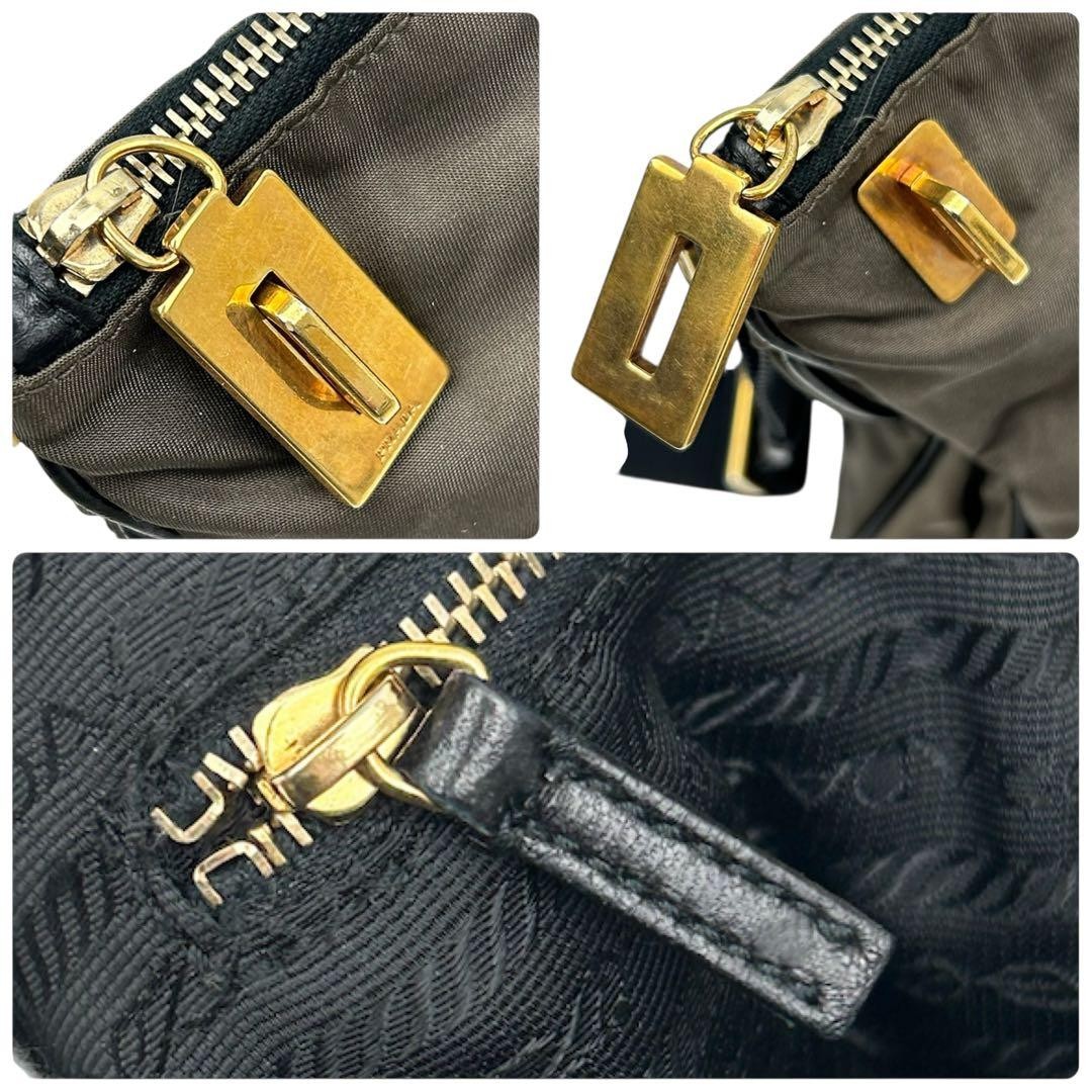 PRADA Nylon Shoulder Bag Triangle Logo Gold Hardware Brown Vintage Crossbody thumbnail 19