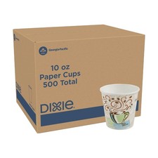Dixie PerfecTouch 10 oz Paper Coffee Cups By GP PRO, Coffee Haze Design, 500