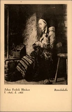 Girl Spinning Rattvikskula Sweden vintage postcard g211