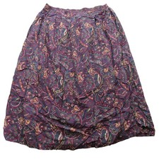 Sag Harbor Woman Burgundy Paisley Print Rayon Maxi Skirt 1X Elastic Waist