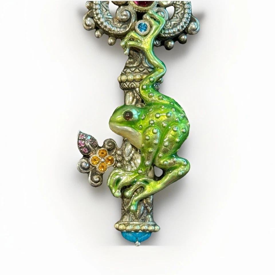 Colgante potenciador llave rana Barbara Bixby esterlina 925 y 18K acentos piedras preciosas Foto 3 de 4