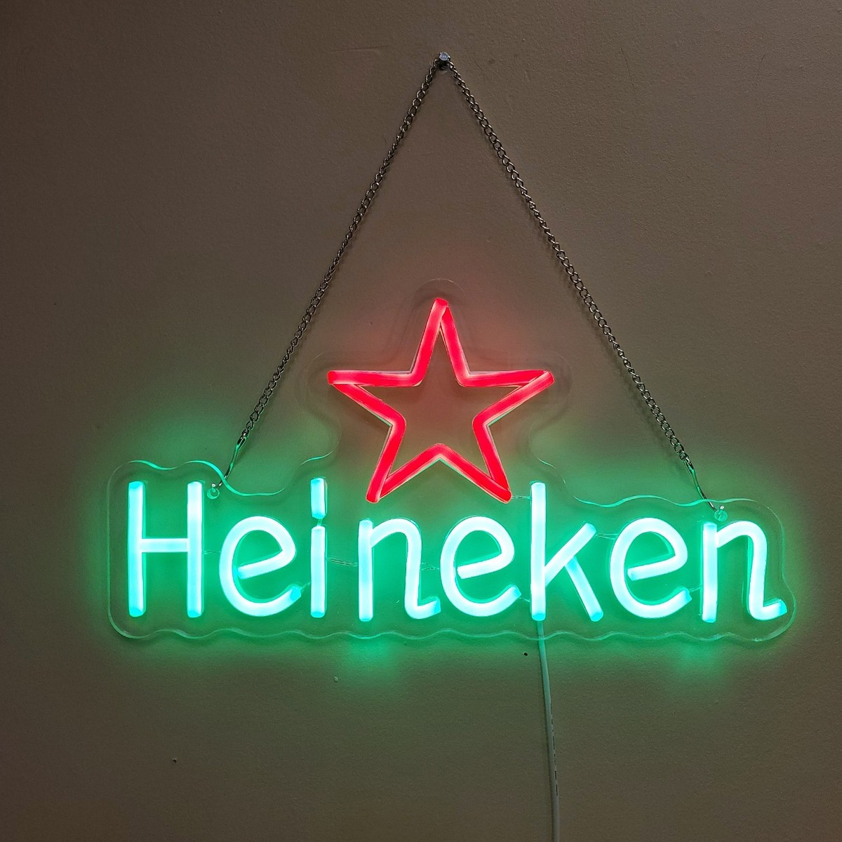 K♢964 Heineken 電光看板 希少品！！ Heineken neon LED wall sign 15x8 inches 🍺 light up bar beer sign