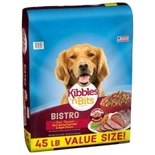 Kibbles'n Bits Bistro 45lb Dry Dog Food Beef Veggie Apple Flavor Nutritious Meal