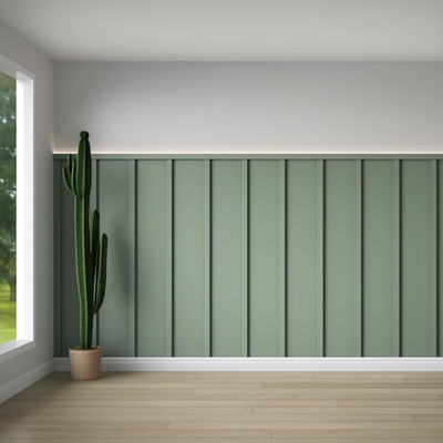 1 Set 157.48 X 62.99 Inch Mdf Board and Batten Wall Panel Kit Premade Wainscotin