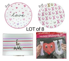 SET Piatto Dessert Cuore San Valentino Rosa Bianco XOXO I Love U Gonfiabile LOTTO