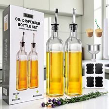 2 Stück Glas Öl Spender Flaschen Olivenöl & Essig Ausgießer Set Küche Flasche