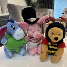 Lot Of 3 Winnie the pooh piglet And Eeyore With Tags VTG 8  Bean Bag Dolls