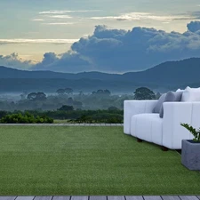 iCustomRug 4x10ft Synthetic Grass Rug Lawn Green Turf Carpet for Patios, Yards