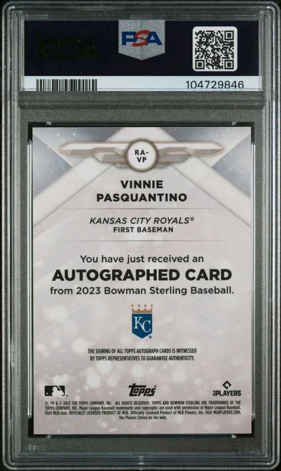 2023 BOWMAN STERLING ROOKIE AUTOS | GOLD REFRACTOR VINNIE PASQUANTINO PSA 10 - Image 2 of 3