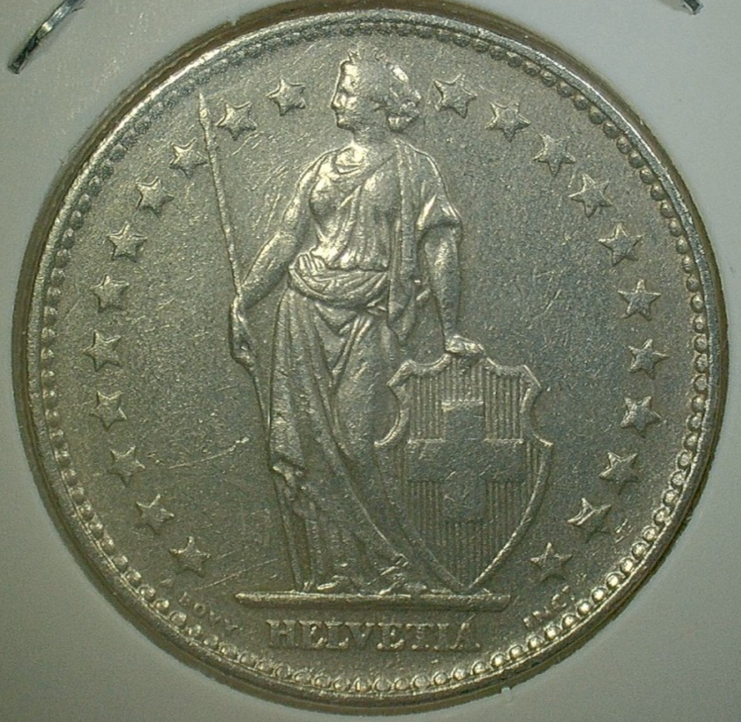 SOUVENIR [FR] 新品2個 WORLD COIN SALE-1968 SWITZERLAND 2 FRANC-COPPER NICKEL COMP. COIN