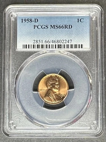 1958-D Lincoln Wheat Cent PCGS MS-66 RD, Buy 3 Items, Get $5 Off!!!