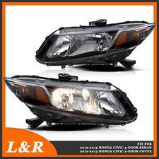 Black Amber Headlights Assembly Pair For 2012-2015 Civic Sedan 12-13 Honda Coupe Black Amber Headlights Assembly Pair For 2012-2015 Civic Sedan 12-13 Honda Coupe
