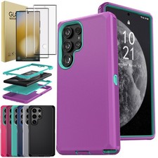 For Samsung S25/S24/S23/Ultra/Plus/FE Hard Phone Case Cover Tempered Glass Clear