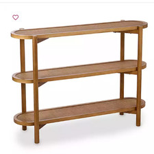 Wood Rattan 3-tier Simone Console Table Modern Storage Wood Rattan 3-tier Simone Console Table Modern Storage