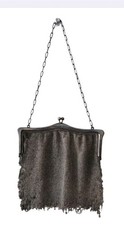 Antique Mesh Chainmail Evening Purse Germany Vintage Silvertone Metallic Bag