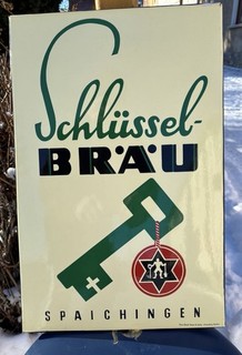 Emailschild Schlüssel Bräu Spaichingen 50er Jahre