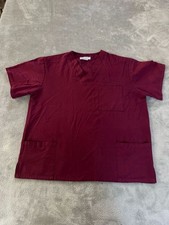Barco Unisex Medical Scrub Top with Pockets Wine Red Size M 351