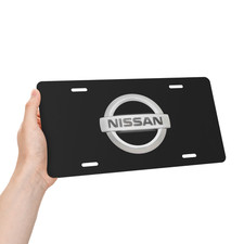 NISSAN 6x12 Inch Emblem Black Aluminum License Plate Made In USA