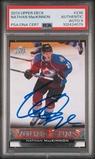 2013 Upper Deck NATHAN MACKINNON Young Guns Signed PSA Auto 9 Rookie Card #238. rookie card picture