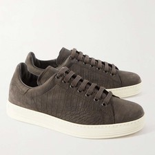 TOM FORD Men  s  Warwick  Croc-Effect Stamped Nubuck Leather Sneakers 8 US 1190 