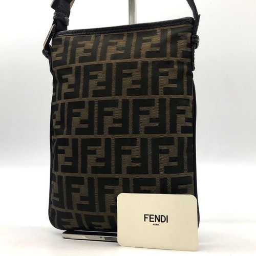 Fendi Zucca Canvas Shoulder Bag Satchel Crossbody Women Used Authentic