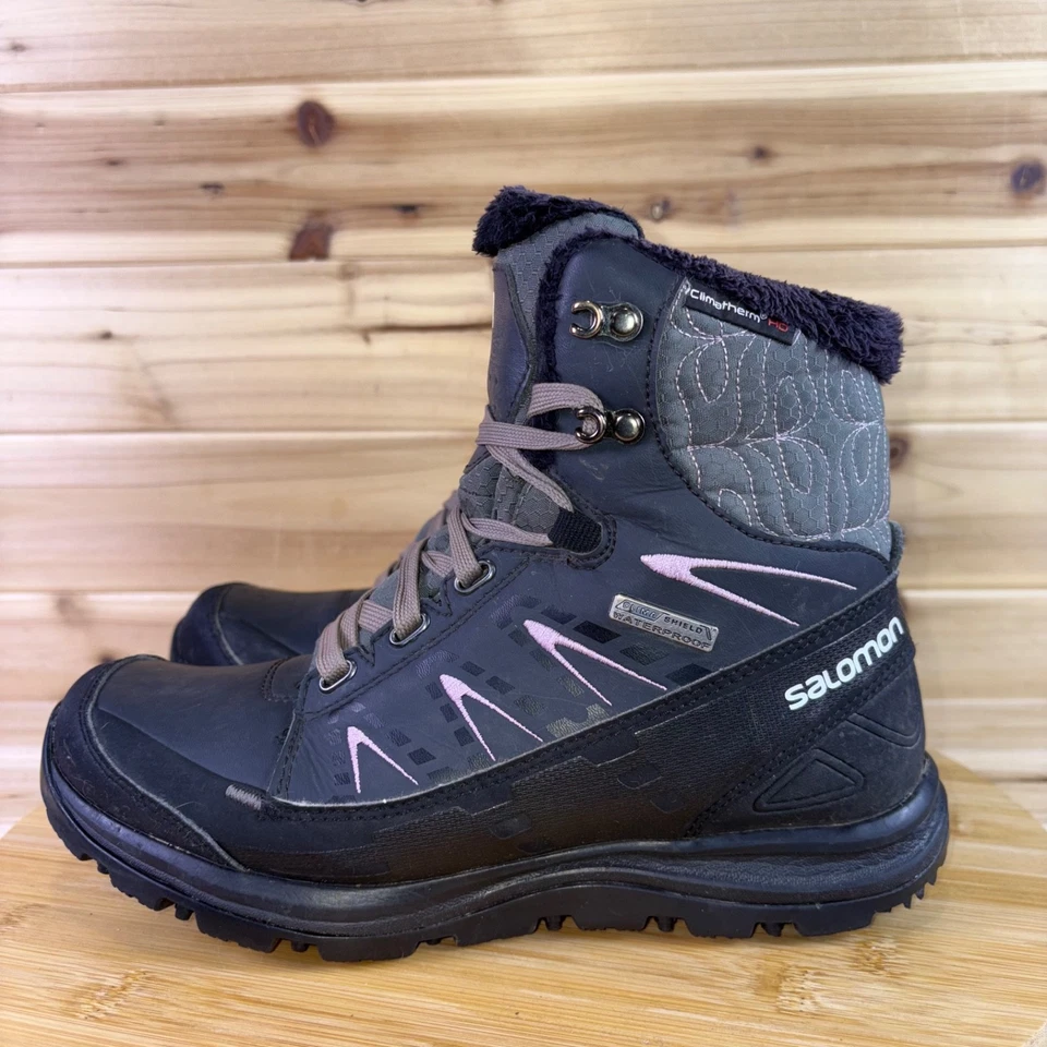 Salomon Boots Womens 6.5 Black Kaina Mid CS WP 2 Waterproof Winter Snow Boots - Image 3 of 4