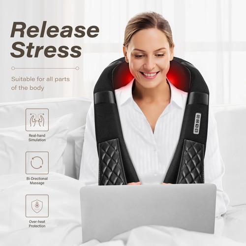 Shiatsu Electric Neck Back Massager Pillow 3D Kneading with Heat for Shoulder... - Picture 2 of 9