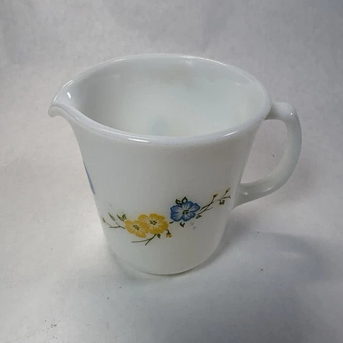 Pyrex Vintage Creamer Flirtation Blue Yellow Flowers Pattern Cup USA