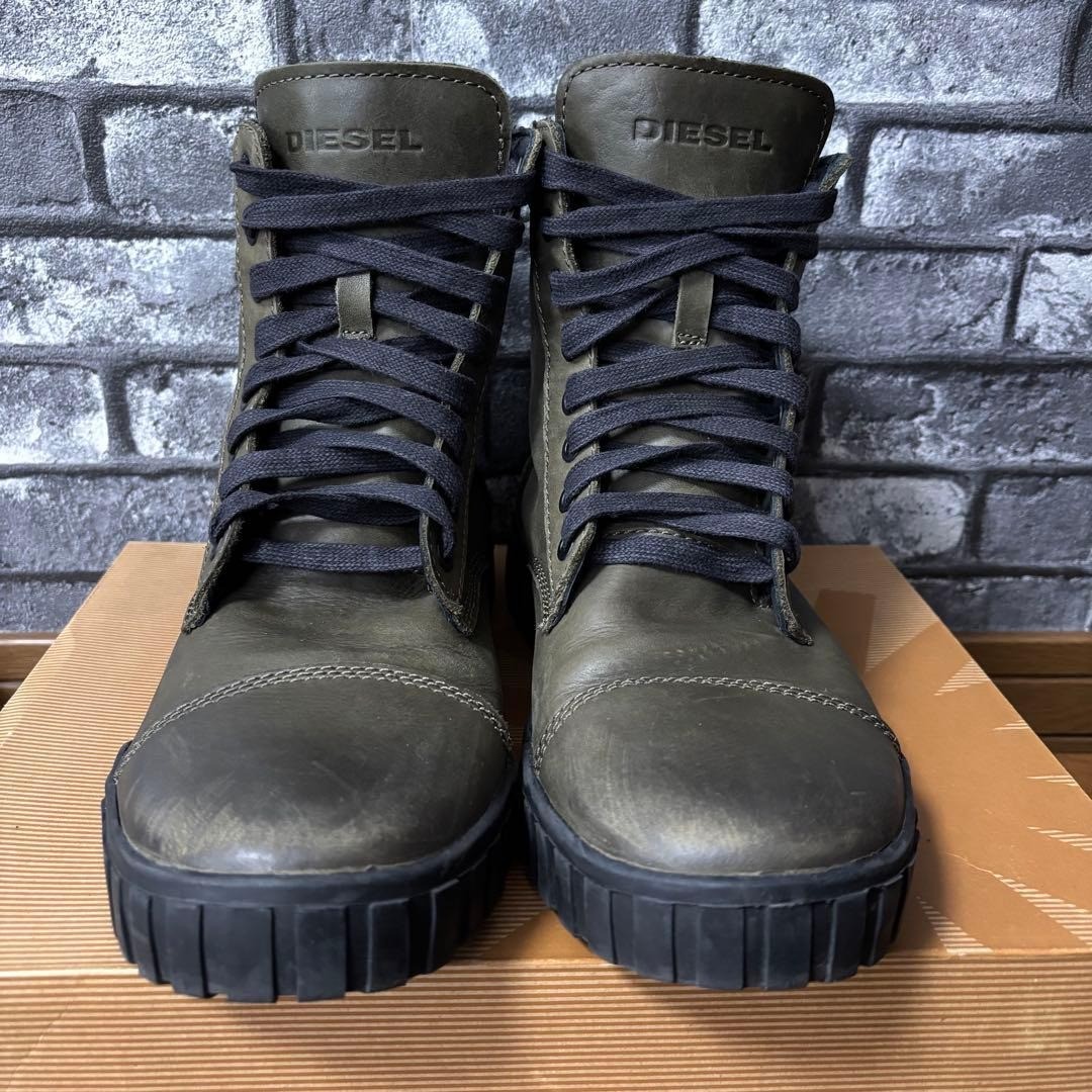 DIESEL H-RUA AM Olive Night Military Boots 27cm Genuine Leather Wide Japan thumbnail 2
