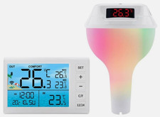 Solar LED Swimming Pool Thermometer IP68 Waterproof w/ RGB Light  Display