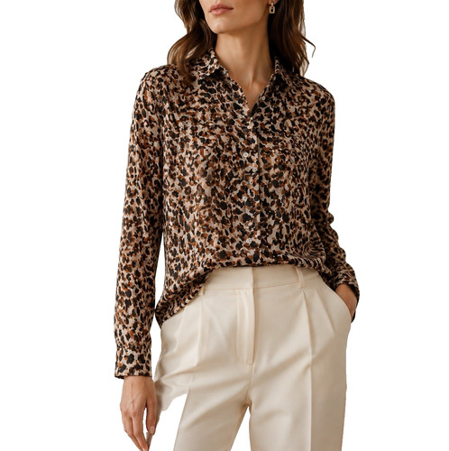 Chloé, Chloe Stora Celine Leopard Print Cotton Blouse Women’s Size 10 Button Up