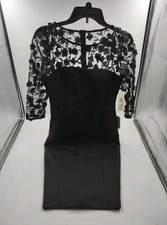 BRAND NEW Eliza J Floral Mesh Lace Sheath Dress - Black - Size 6 (C3-C5)