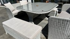 Light Gray / Blue Diamond Outdoor Garden Set For 8 People