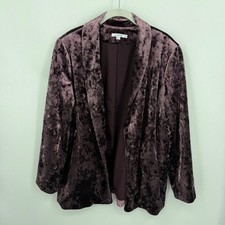 Chico  s crushed velvet blazer purple sz 2 12 open