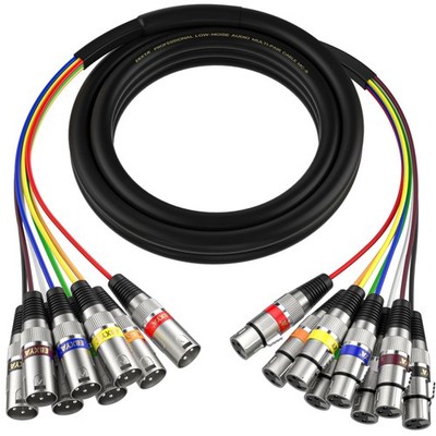 8 Channel XLR Snake Cables 15 ft - XLR Male to Female Snake Cable for Live, R...