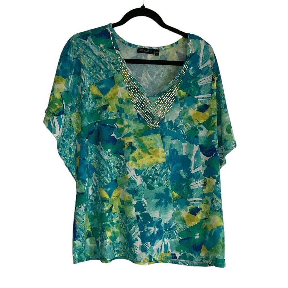 Notations Womans Multicolor Geometric Blouse Size… - image 3